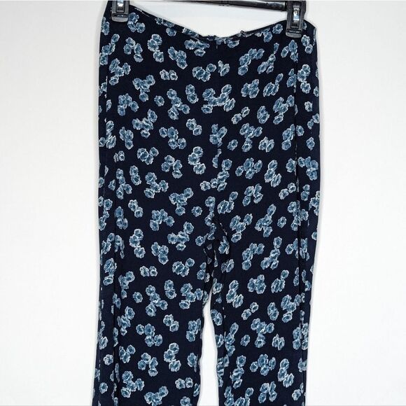 Reformation Pants Ankle Length in Navy Blue Floral Print Dimo Style - Picture 2 of 6
